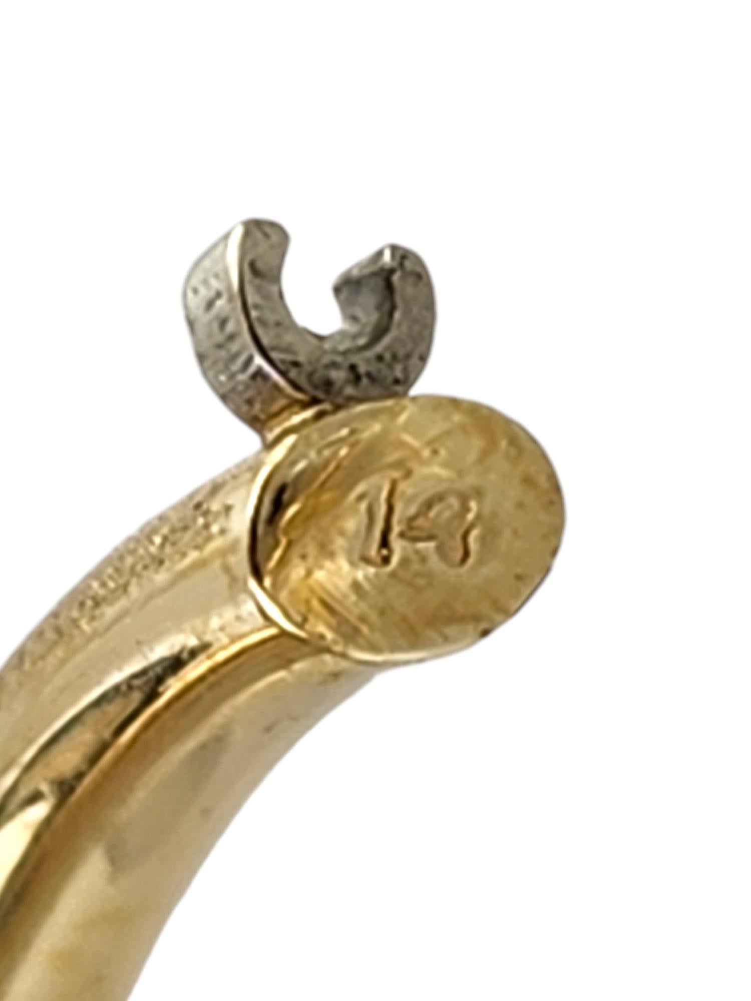 14 Karat Yellow Gold Textured Hoop Earrings #18906 For Sale 3