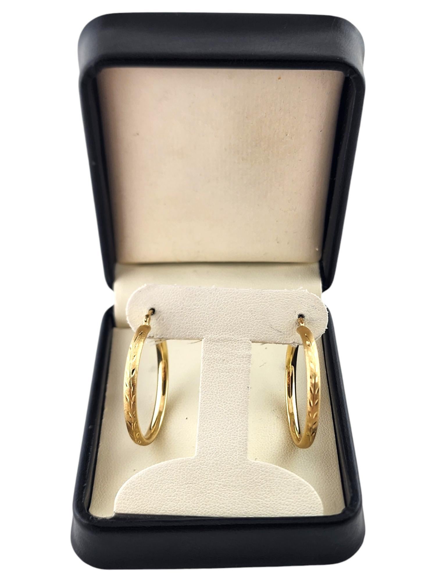 14 Karat Yellow Gold Textured Hoop Earrings #18906 For Sale 4