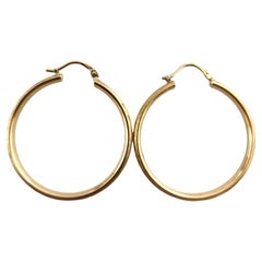 14 Karat Yellow Gold Textured Hoop Earrings #18906