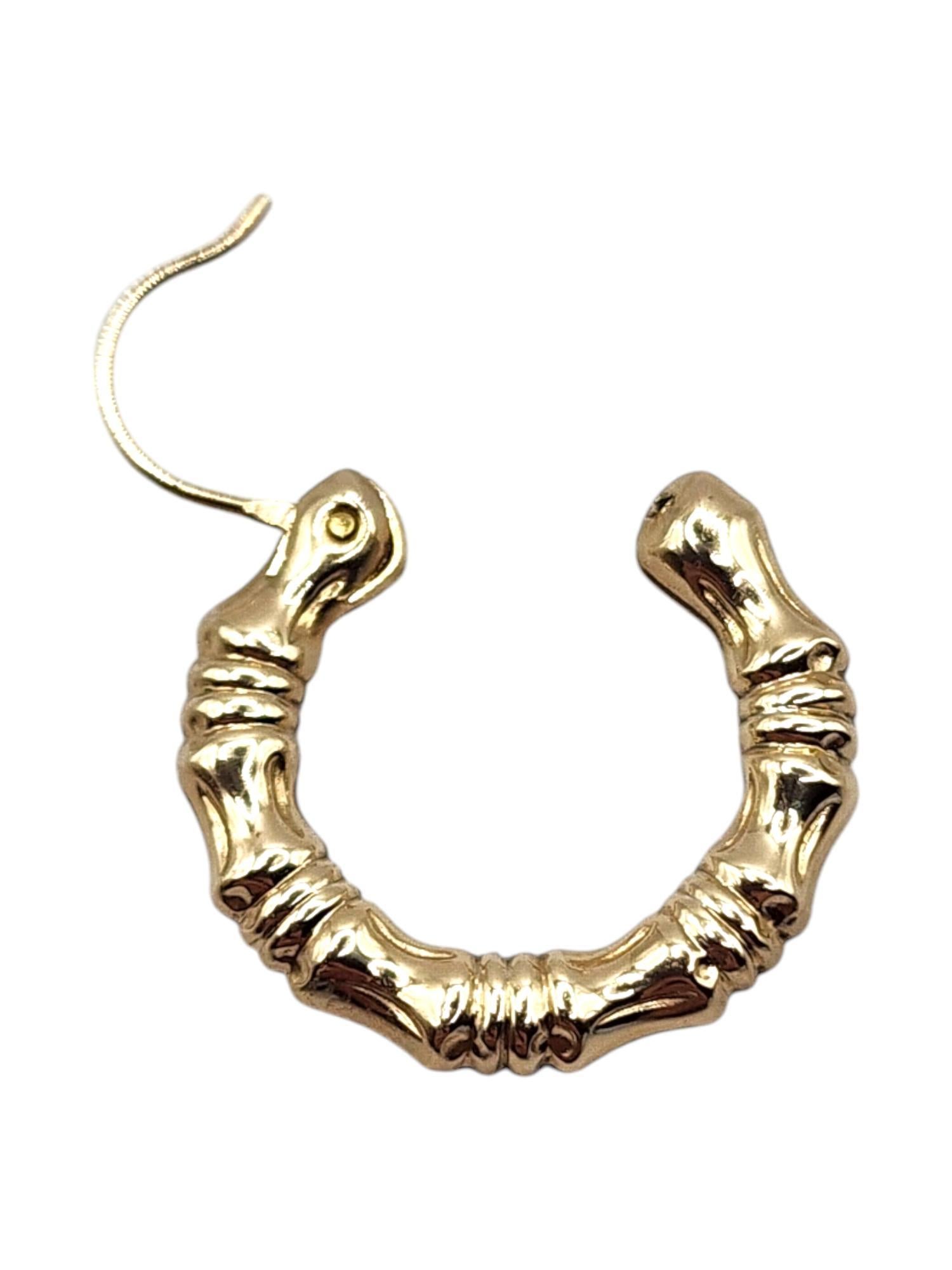 14 Karat Yellow Gold Textured Hoop Earrings #20462 For Sale 2