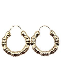 14 Karat Yellow Gold Textured Hoop Earrings #20462