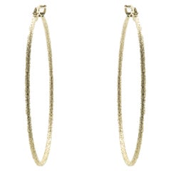 14 Karat Yellow Gold Textured Hoop Earrings