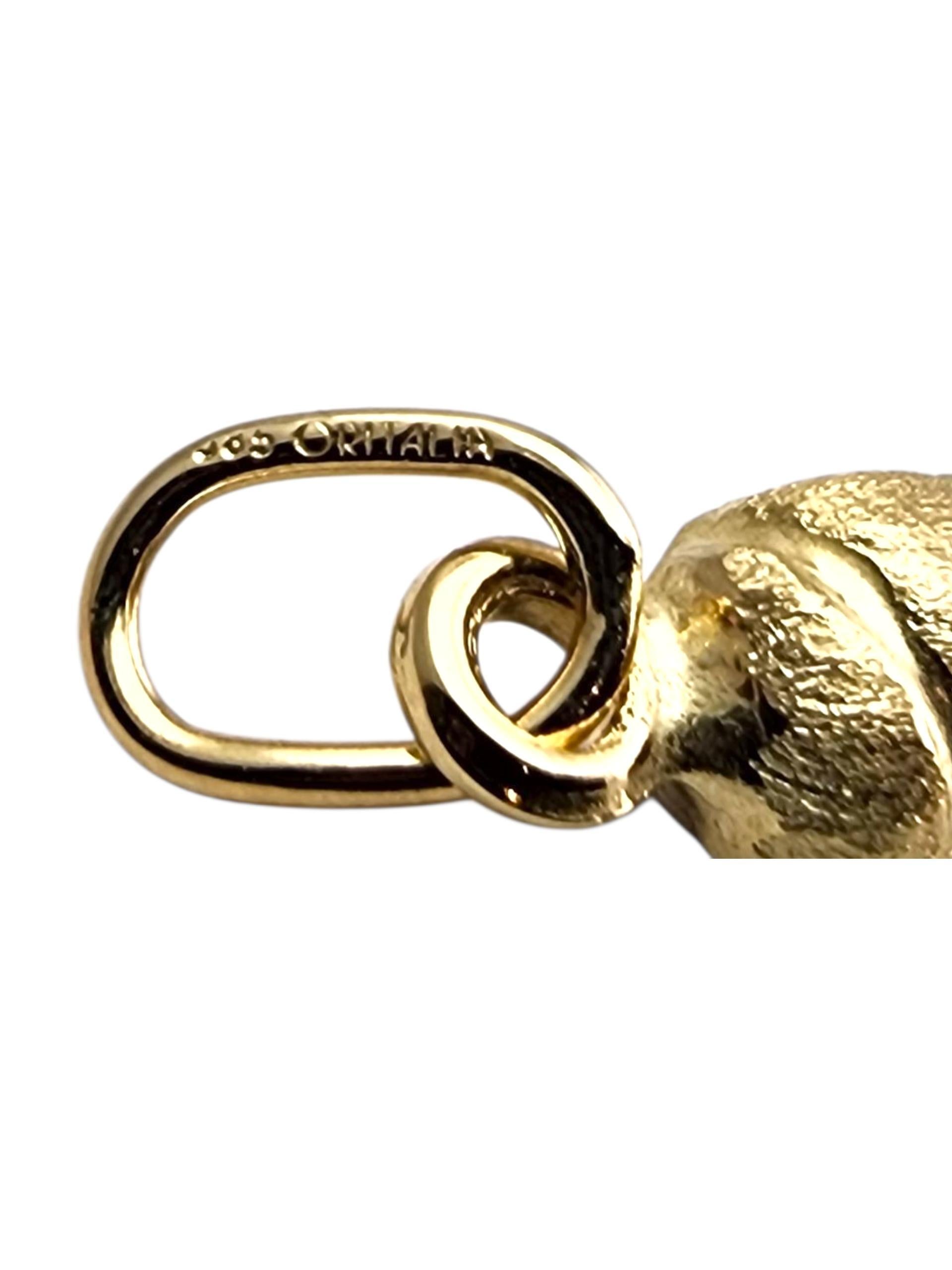 Colgante de cuerno italiano con textura de oro amarillo de 14 quilates #23920 en venta 2