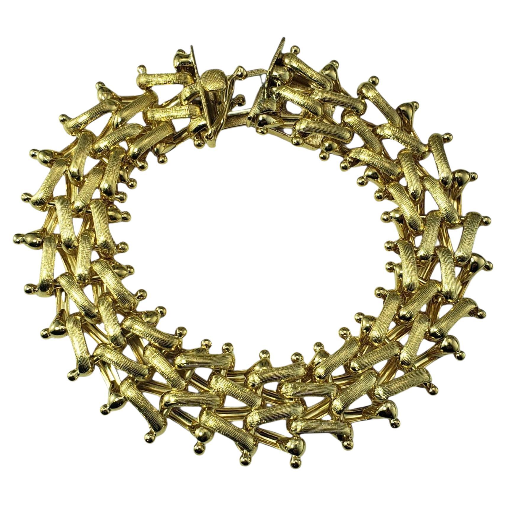 Pulsera de eslabones texturizados de oro amarillo de 14 quilates #22280 en venta