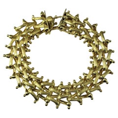 Pulsera de eslabones texturizados de oro amarillo de 14 quilates #22280