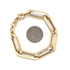 14 Karat Yellow Gold Textured Oversize Link Bracelet Made In Italy 11.23 Grams