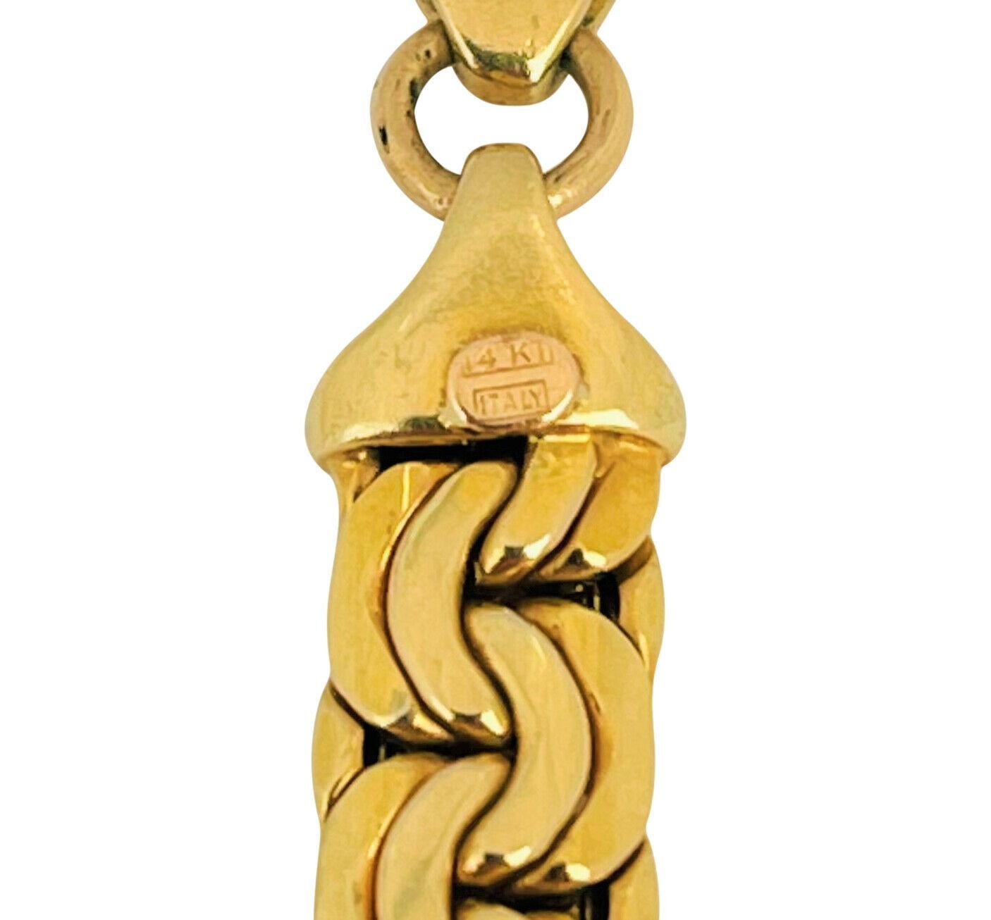 14 Karat Yellow Gold Thick Graduated Fancy Curb Link Chain Necklace Italy 3