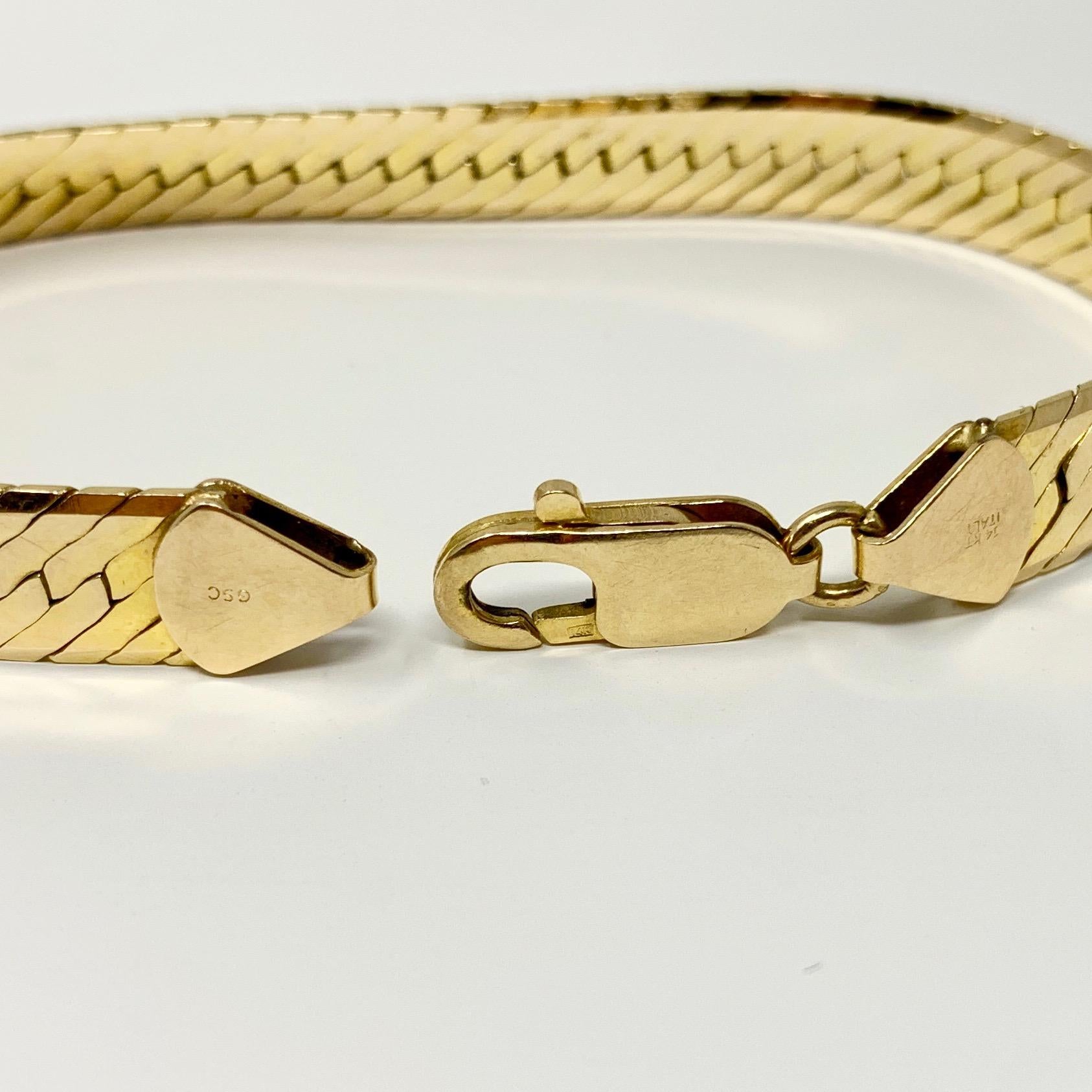 14 Karat Yellow Gold Thick Herringbone Link Bracelet 1