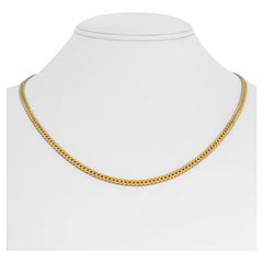 14 Karat Yellow Gold Thick Herringbone Link Chain Necklace Italy
