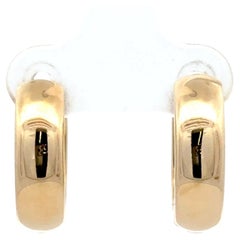 14 Karat Yellow Gold Thick Hoop Diamond Earrings 0.64 Carats G VS1