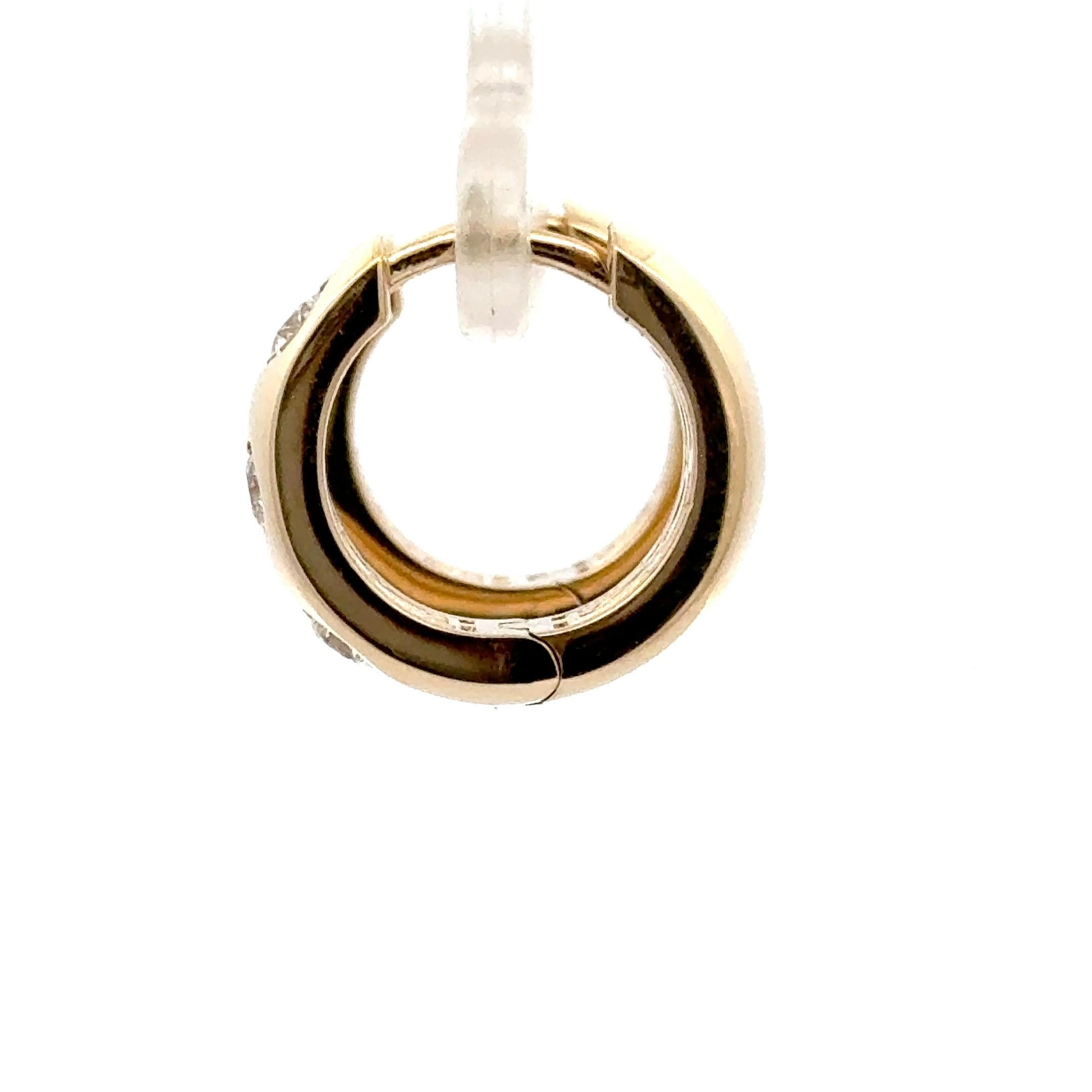 Women's 14 Karat Yellow Gold Thick Hoop Diamond Earrings 0.64 Carats G VS1 For Sale