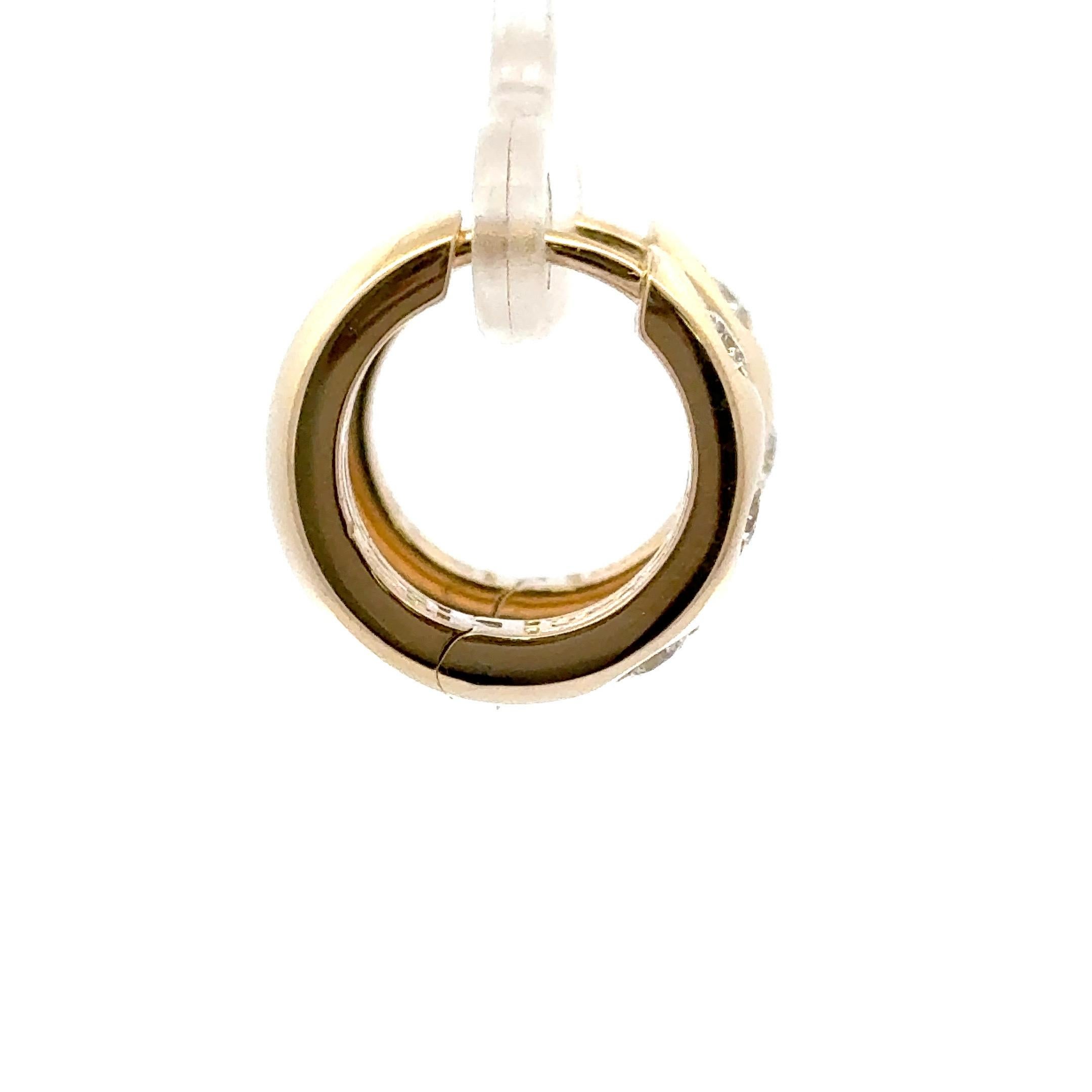 14 Karat Yellow Gold Thick Hoop Diamond Earrings 0.64 Carats G VS1 For Sale 1