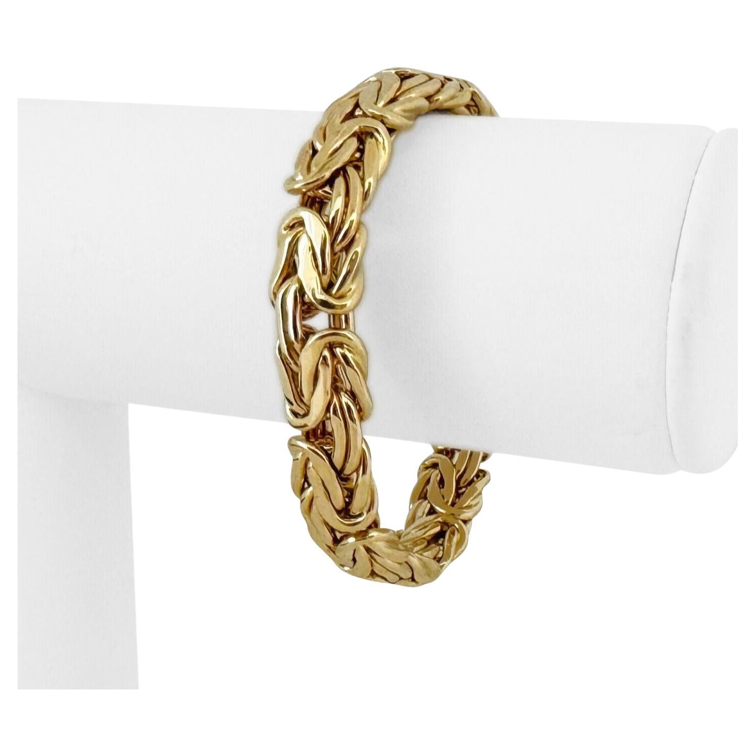 Ladies Fancy 14 Karat Solid Yellow Gold Italian Custom Link Bracelet