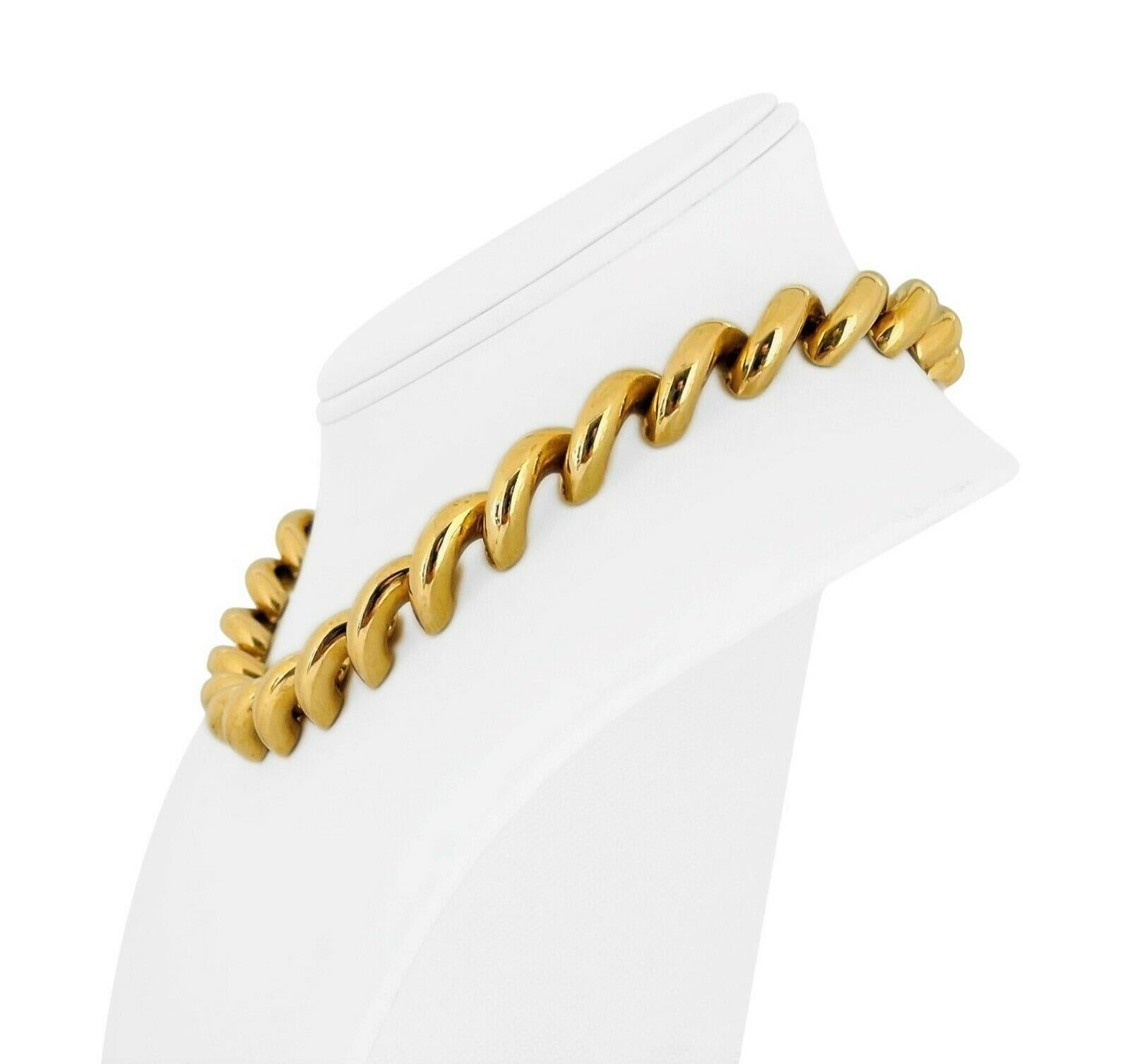 14k Gelbgold 49,7g dick 11mm Makkaroni San Marco Link Halskette Italien 15,5