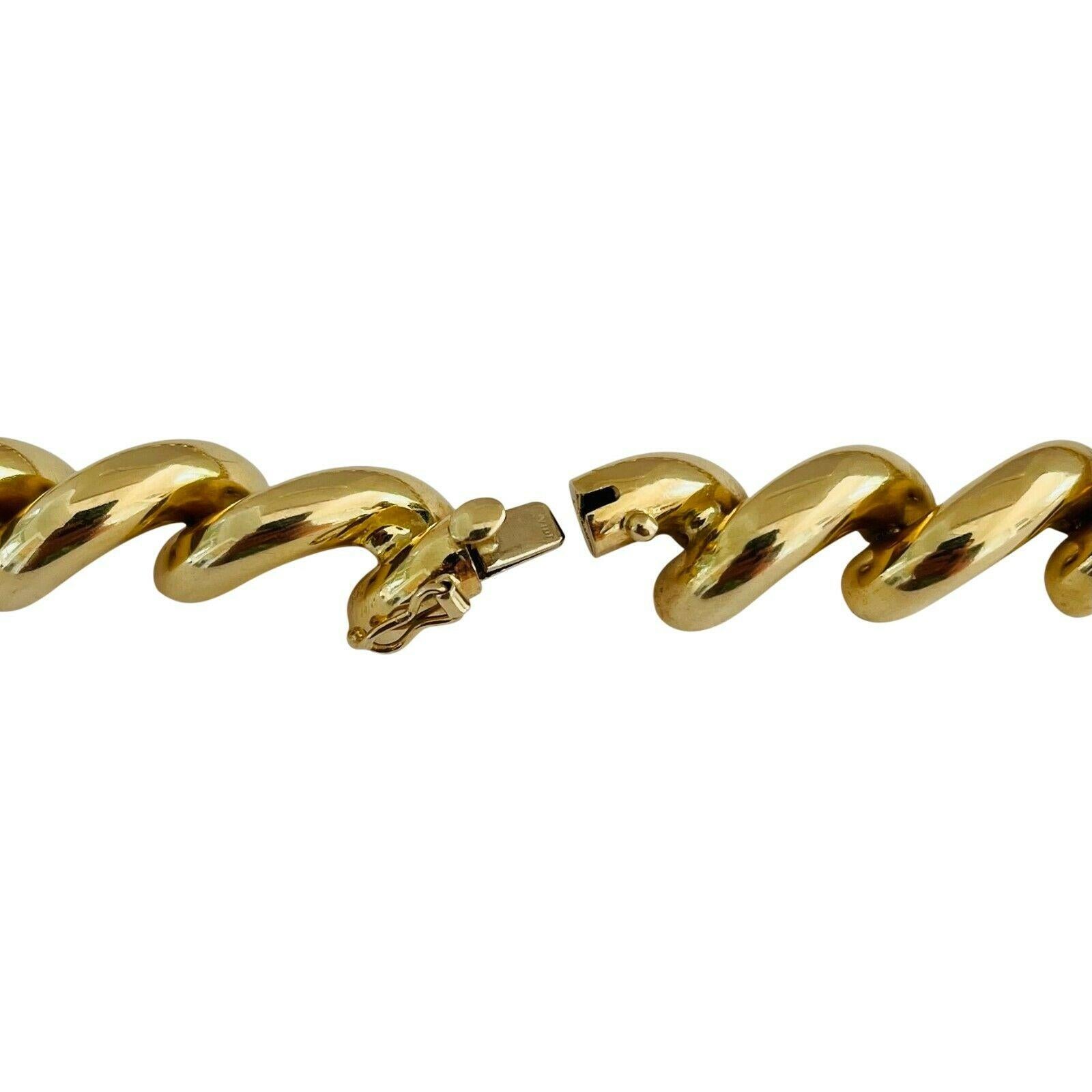 14 Karat Gelbgold Dicke Macaroni San Marco Gliederhalskette, Italien 1