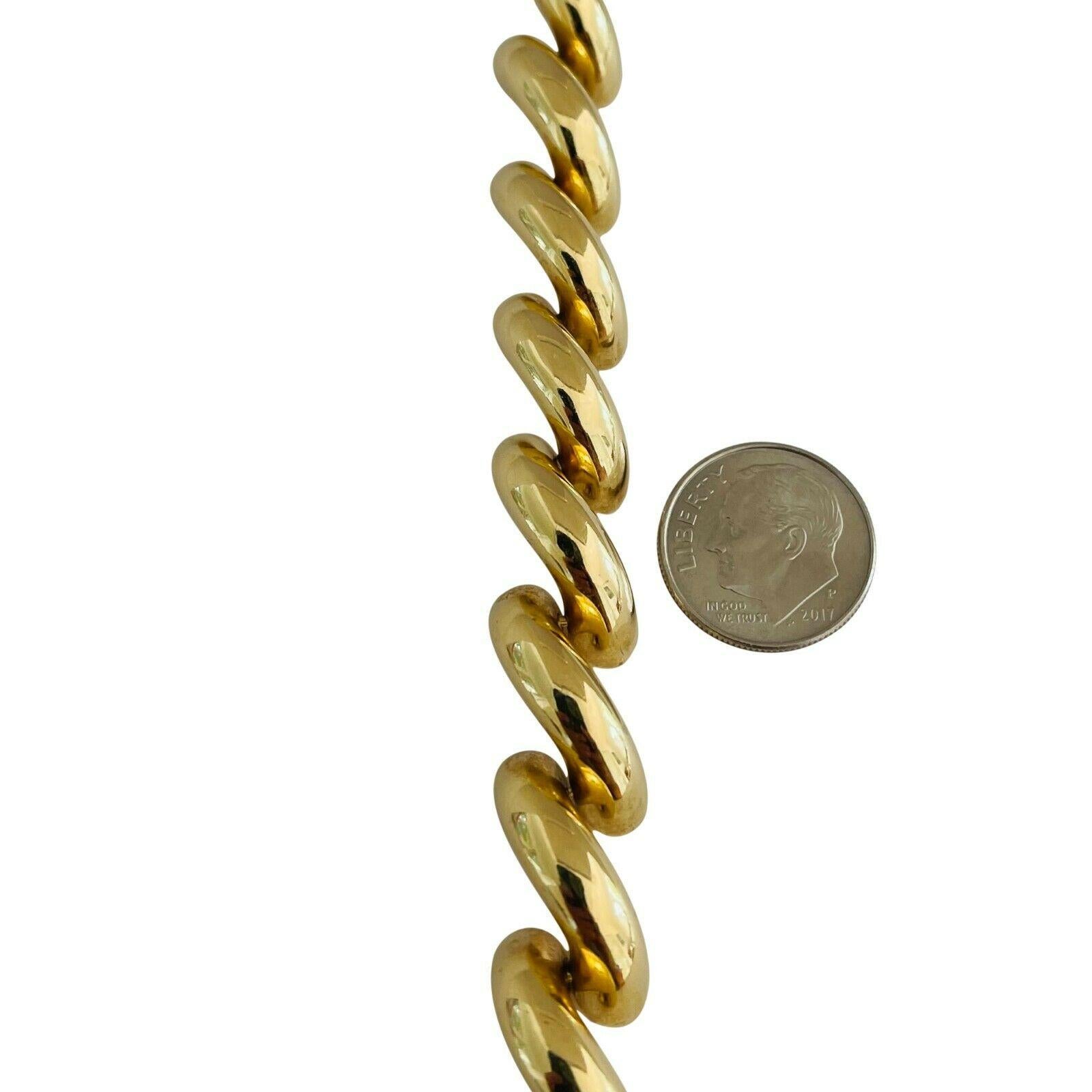 14 Karat Gelbgold Dicke Macaroni San Marco Gliederhalskette, Italien 2