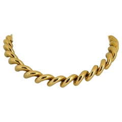 14 Karat Gelbgold Dicke Macaroni San Marco Gliederhalskette, Italien