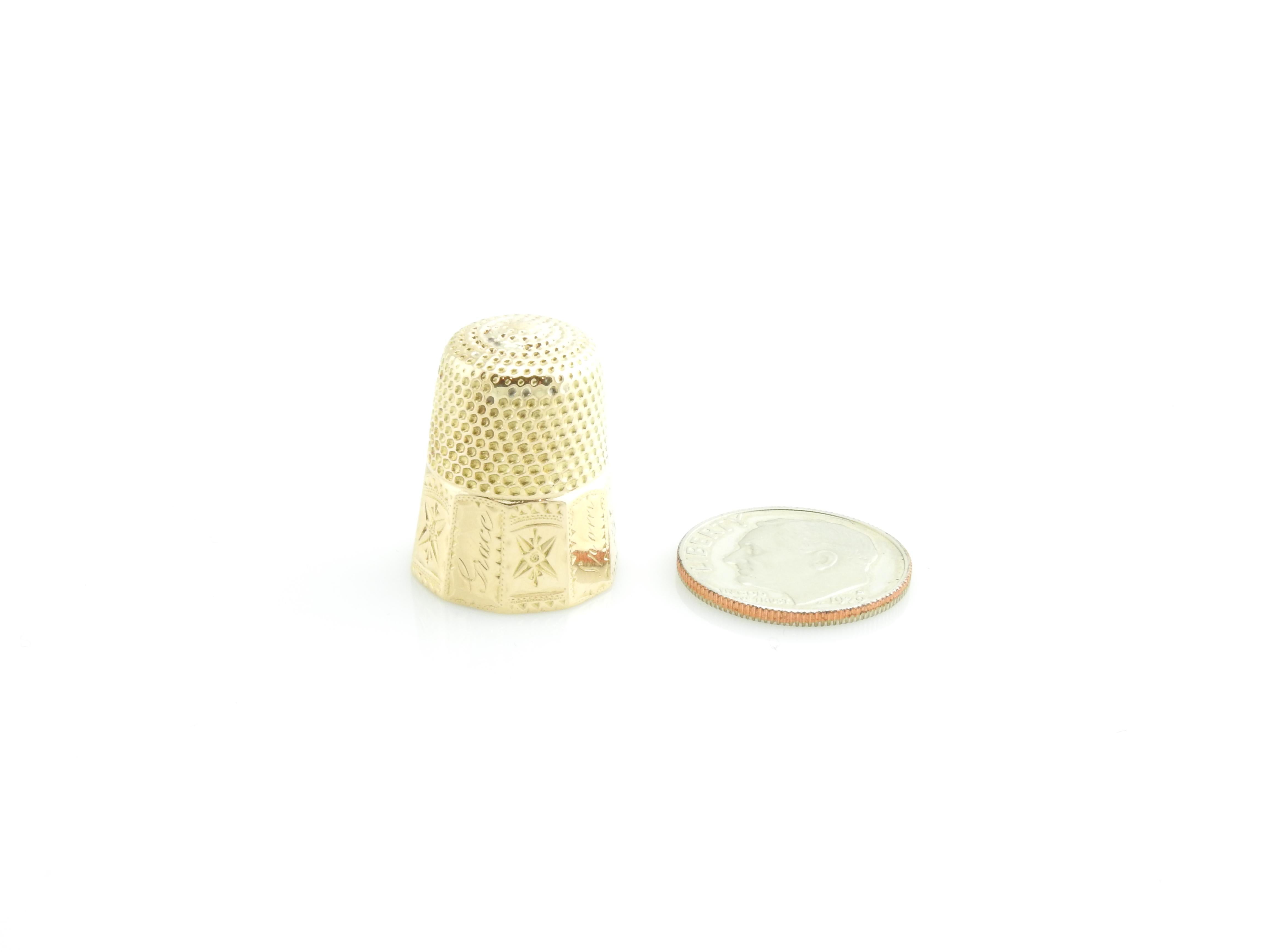 14 Karat Yellow Gold Thimble and Spool of Thread Charm 6