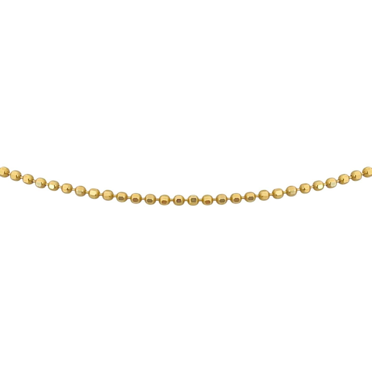14 Karat Yellow Gold Thin Ball Bead Link Chain Necklace Italy  In Good Condition In Guilford, CT