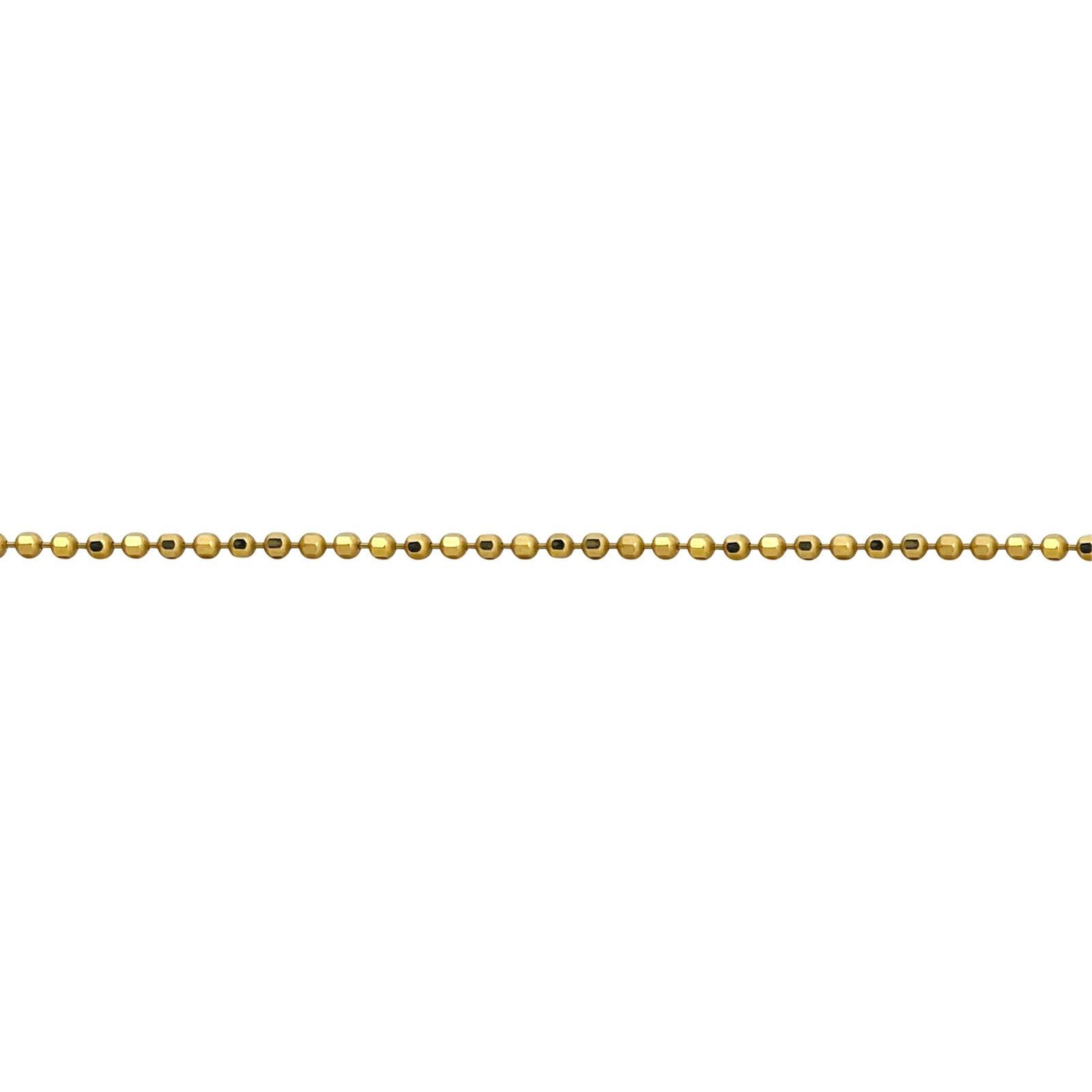 Women's or Men's 14 Karat Yellow Gold Thin Ball Bead Link Chain Necklace Italy 