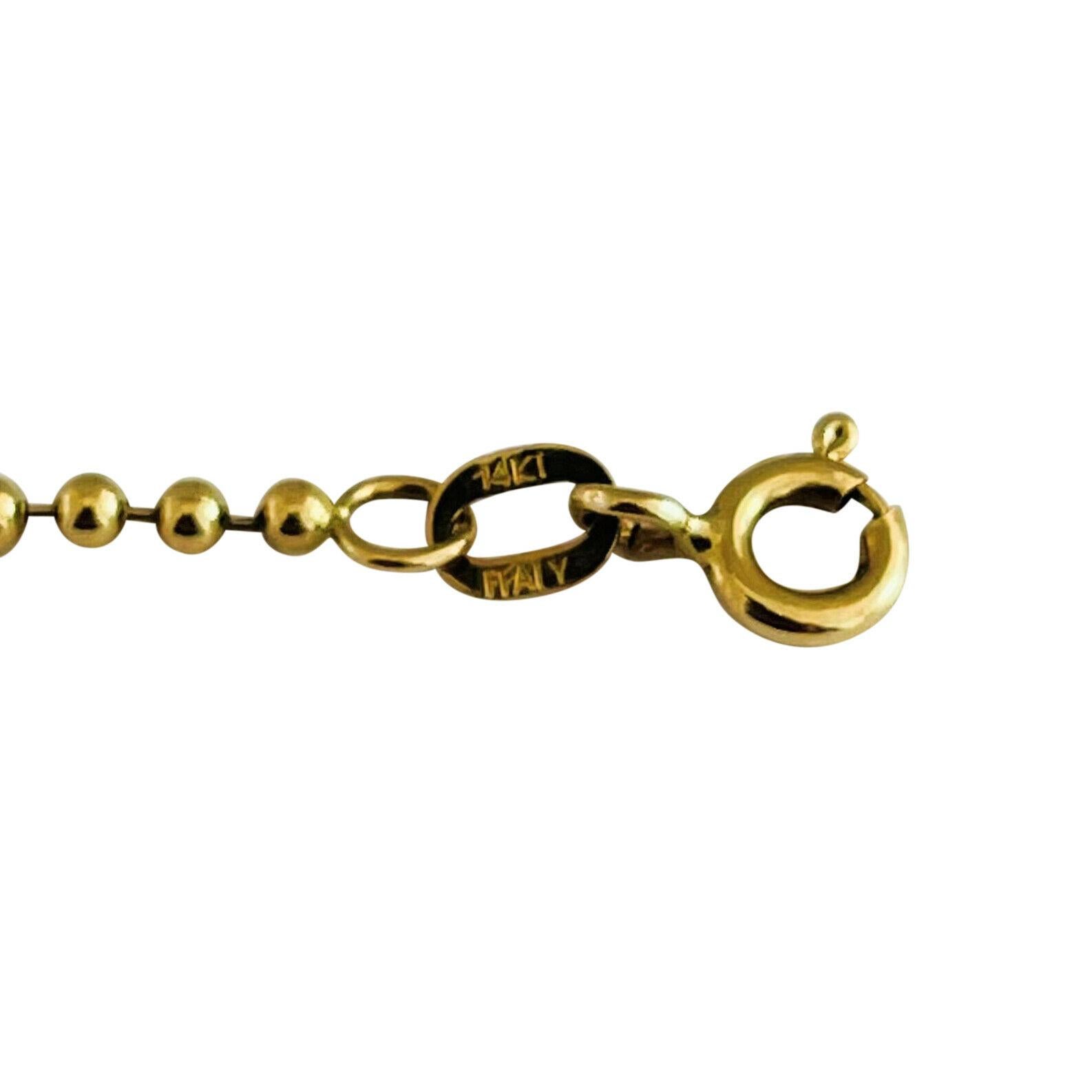 14 Karat Gelbgold dünne Kugelperlenkette Halskette Italien 3