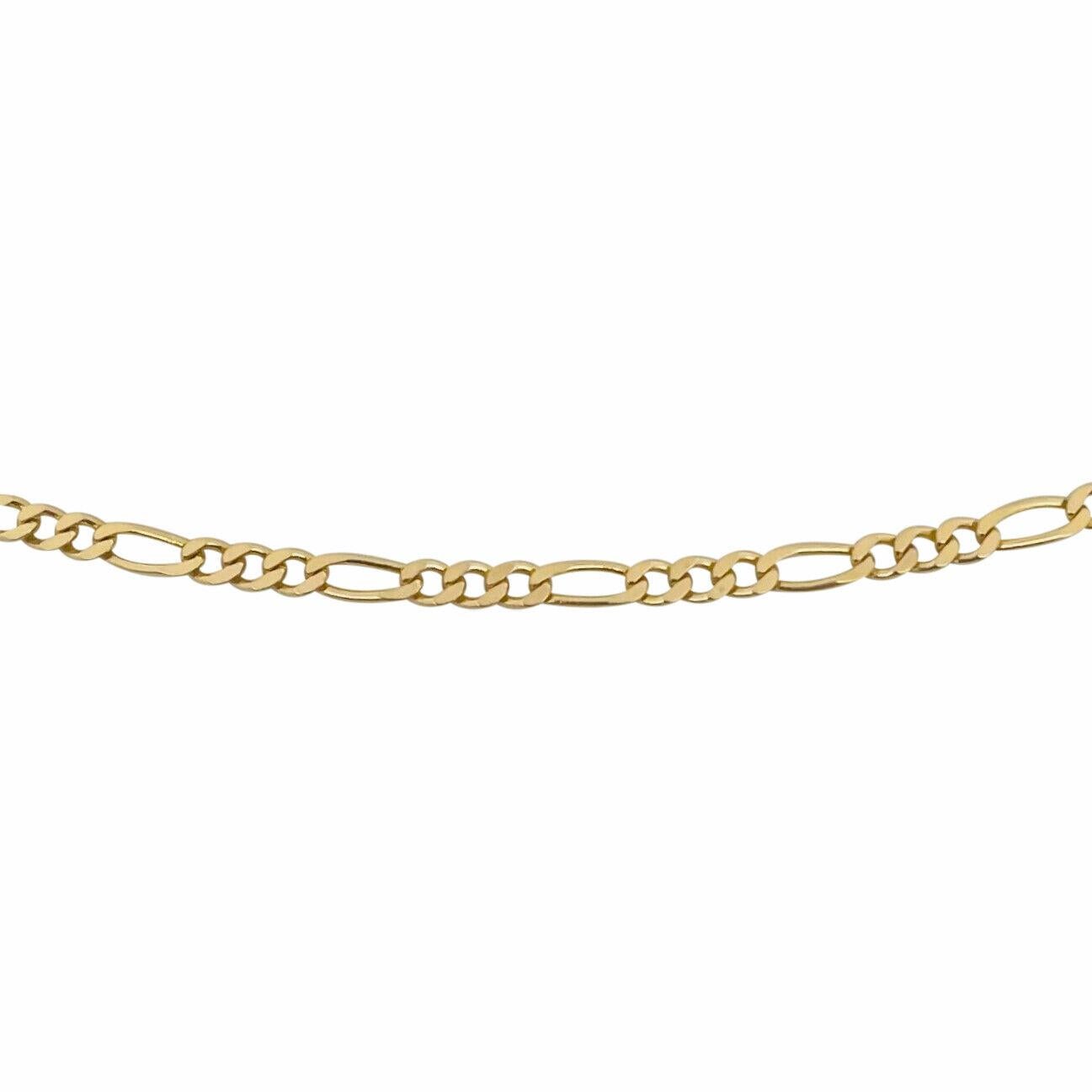 14 Karat Yellow Gold Thin Figaro Link Chain Necklace In Good Condition In Guilford, CT