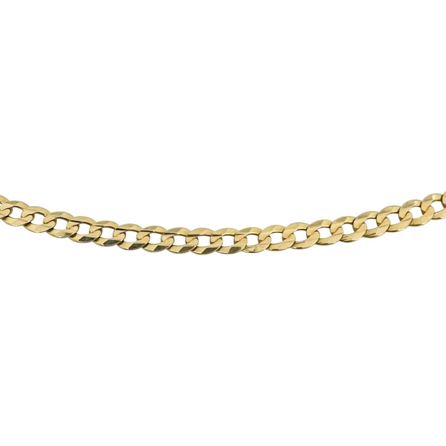 14 Karat Yellow Gold Thin Flat Curb Link Chain Necklace In Good Condition For Sale In Guilford, CT