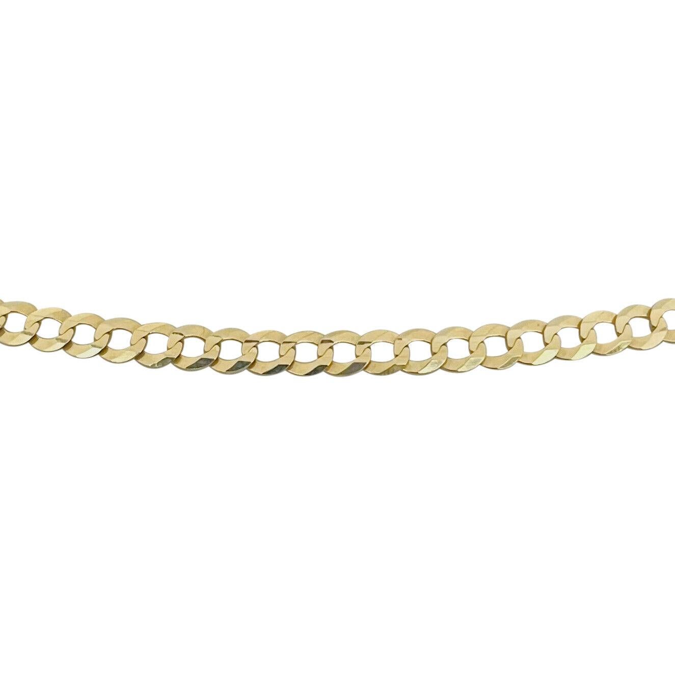 14 Karat Yellow Gold Thin Flat Curb Link Chain Necklace In Good Condition In Guilford, CT