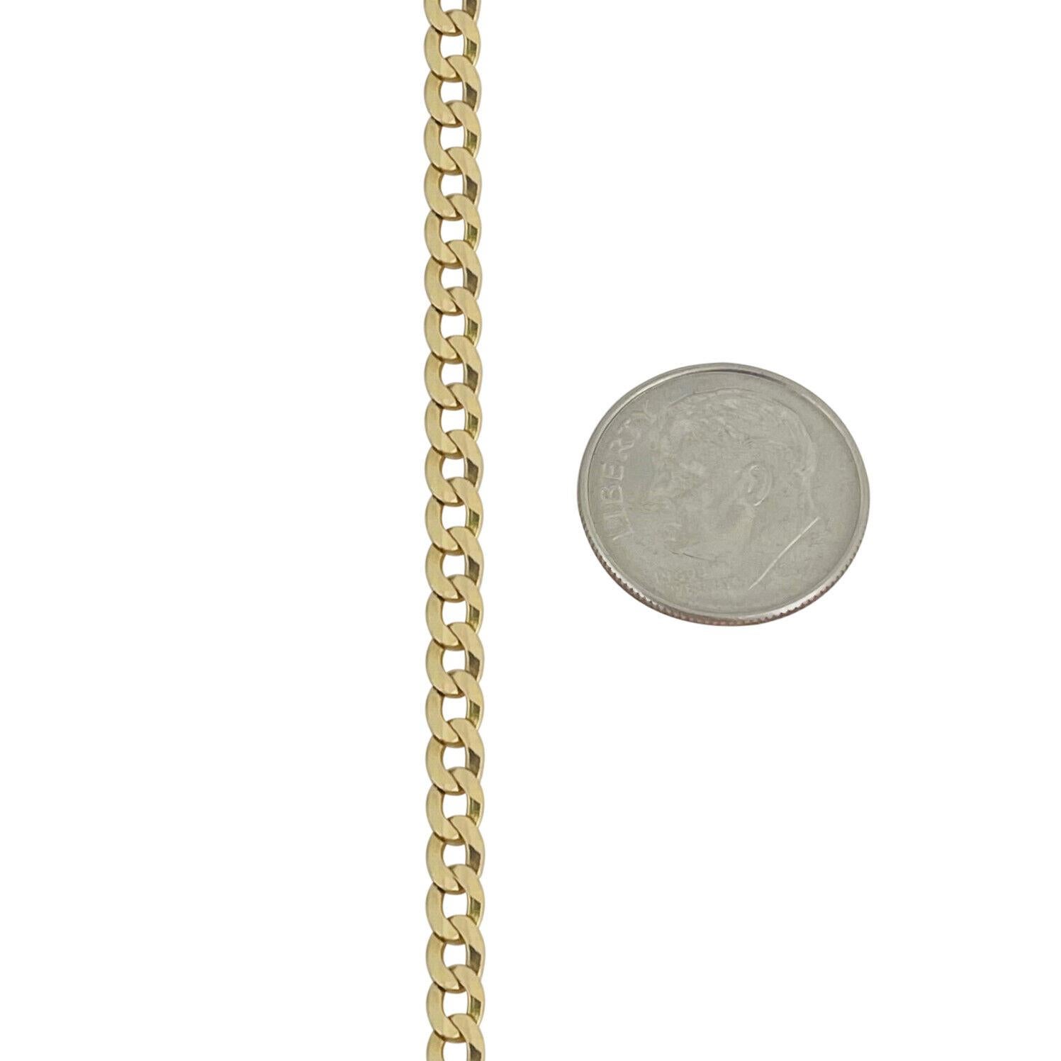 14 Karat Yellow Gold Thin Flat Curb Link Chain Necklace For Sale 1