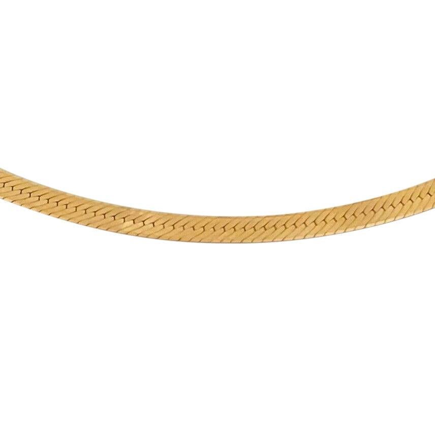 14 Karat Gelbgold dünne flache Fischgrätengliederkette Halskette Italien im Zustand „Gut“ in Guilford, CT