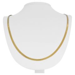 Collier en or jaune 14 carats avec longue chaîne à maillons en forme de chevrons, Israël