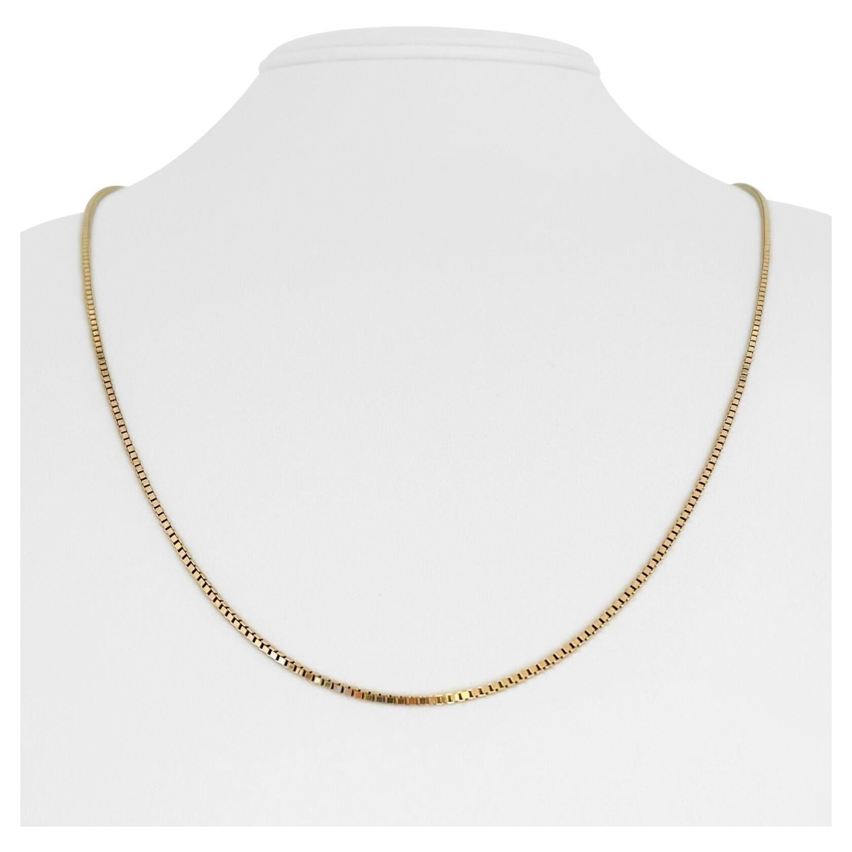 14 Karat Yellow Gold Thin Flattened Box Link Chain Necklace, Italy For