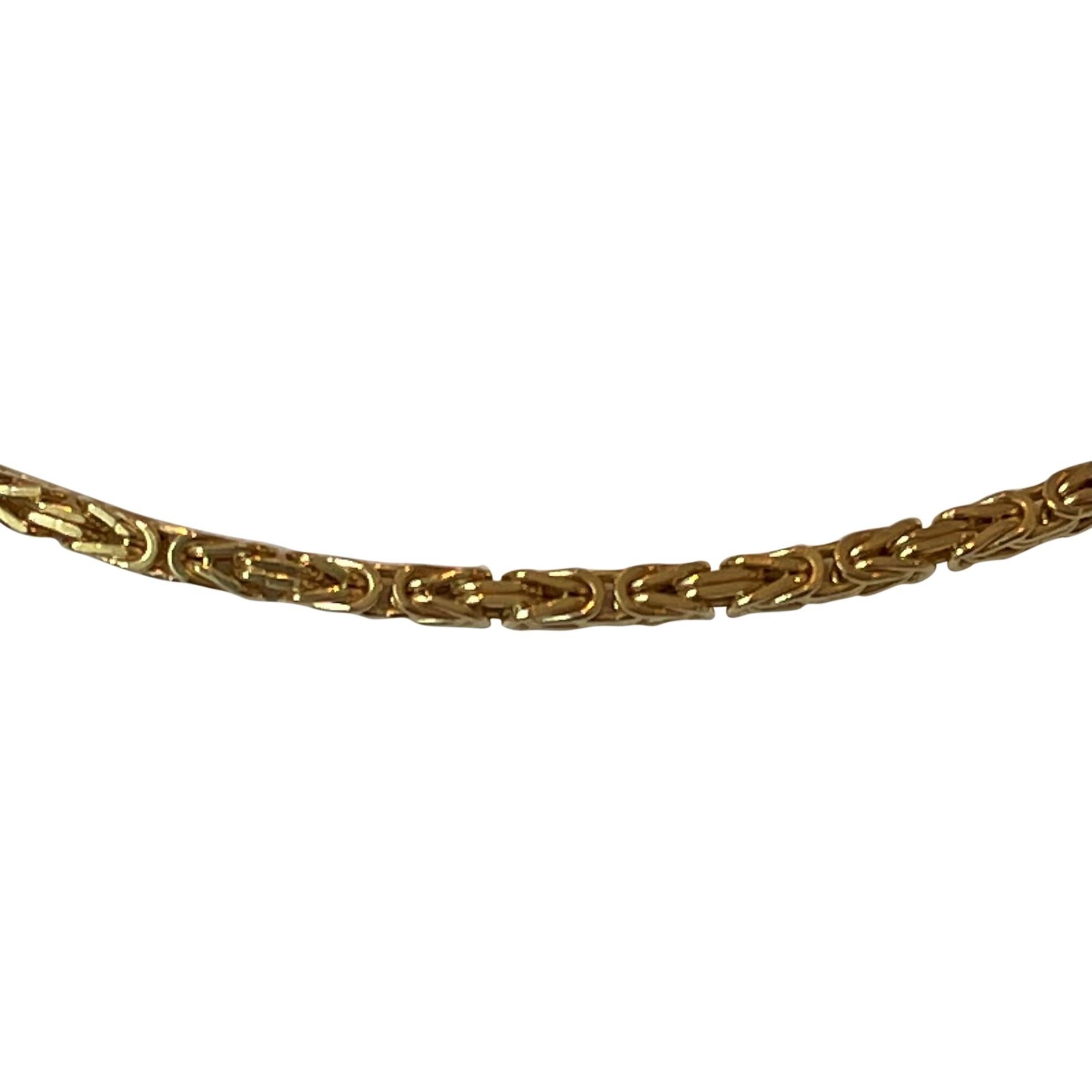 14 Karat Yellow Gold Thin Squared Byzantine Link Chain Necklace In Good Condition In Guilford, CT
