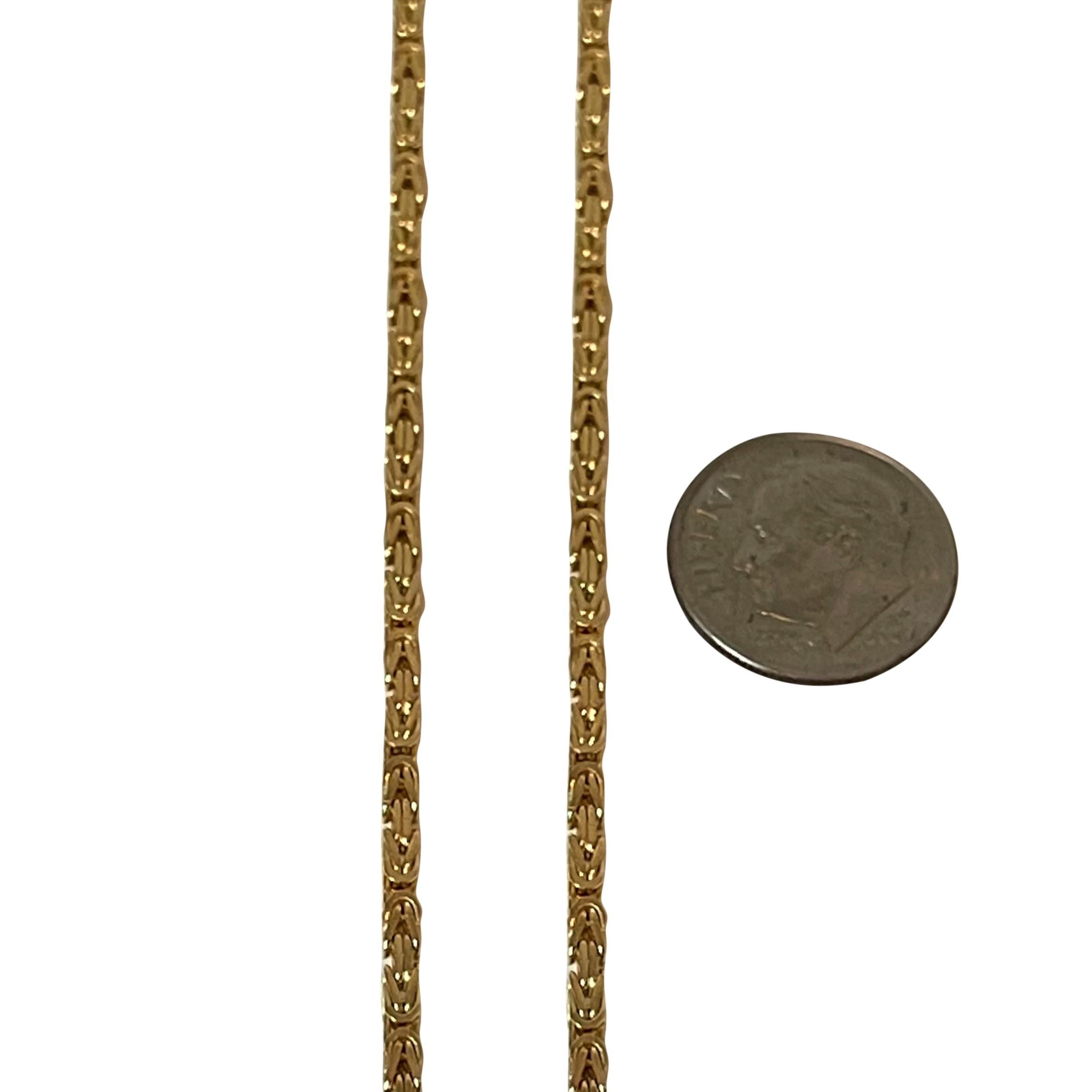 Women's 14 Karat Yellow Gold Thin Squared Byzantine Link Chain Necklace