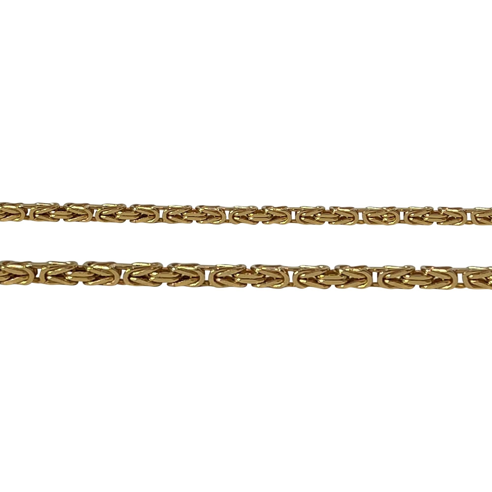 14 Karat Yellow Gold Thin Squared Byzantine Link Chain Necklace 1