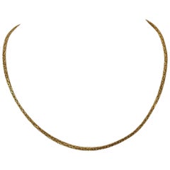 14 Karat Yellow Gold Thin Squared Byzantine Link Chain Necklace