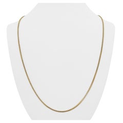 14 Karat Yellow Gold Thin Squared Franco Link Chain Necklace Italy 