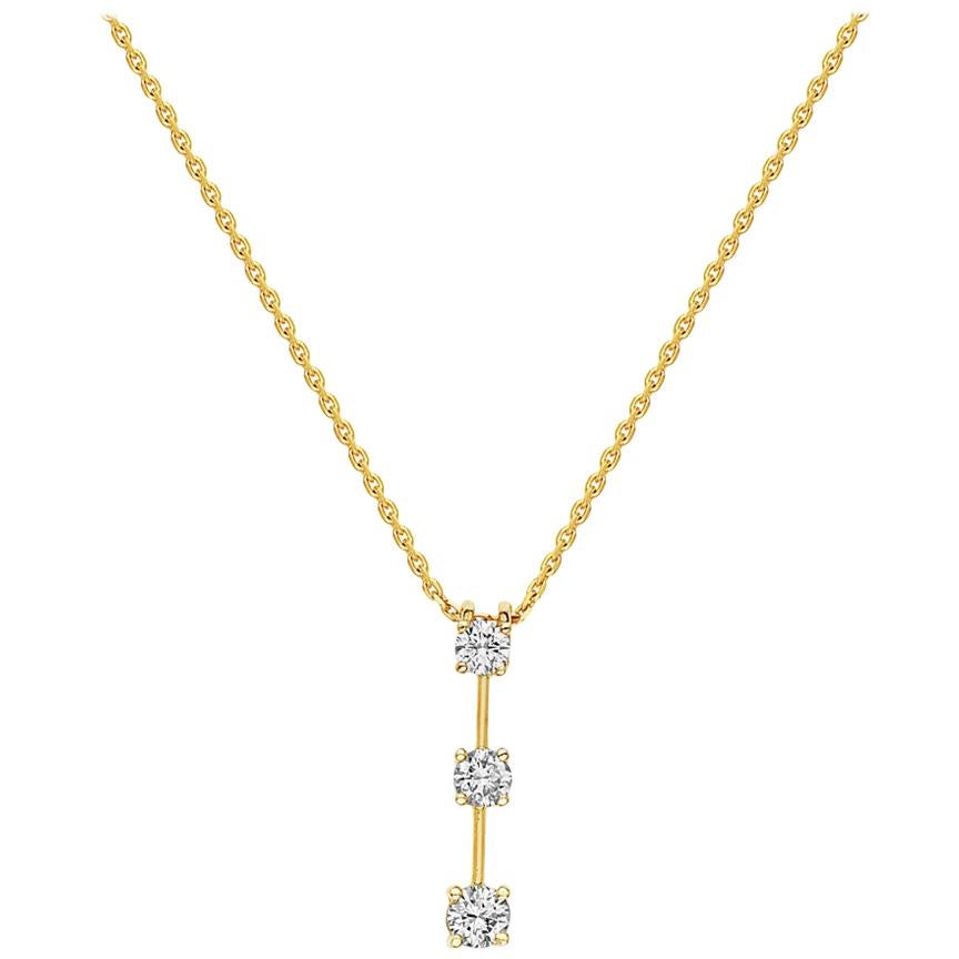Collar Colgante Tres Diamantes Oro Amarillo 14 Kilates