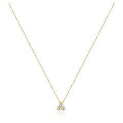 14 Karat Gelbgold Drei-Diamant-Dreieck-Halskette
