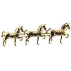 14 Karat Yellow Gold Three Horse Charm