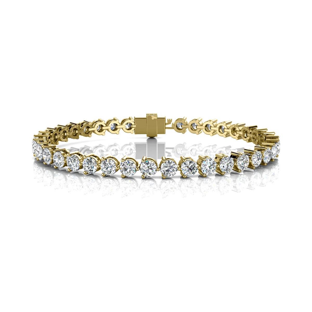 A timeless three prongs diamonds tennis bracelet. Experience the Difference!

Product details: 

Center Gemstone Type: NATURAL DIAMOND
Center Gemstone Color: WHITE
Center Gemstone Shape: ROUND
Center Diamond Carat Weight: 8
Metal: 14K Yellow
