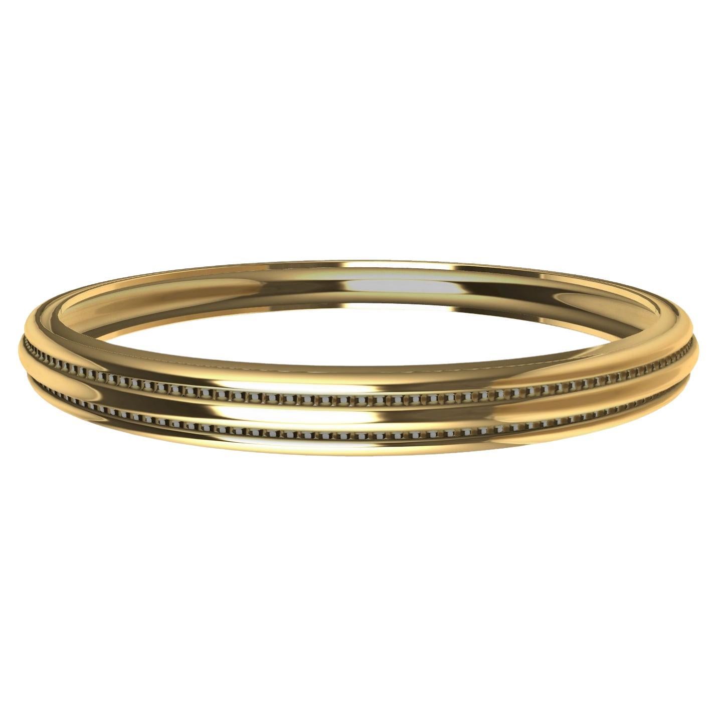 14 Karat Yellow Gold Three Ribs Bangle Bracelet For Sale