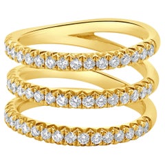14 Karat Gelbgold Dreireihiges Diamantband