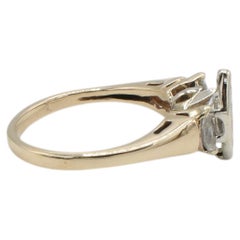 14 Karat Yellow Gold Three-Stone Natural Marquise Diamond Engagement Ring