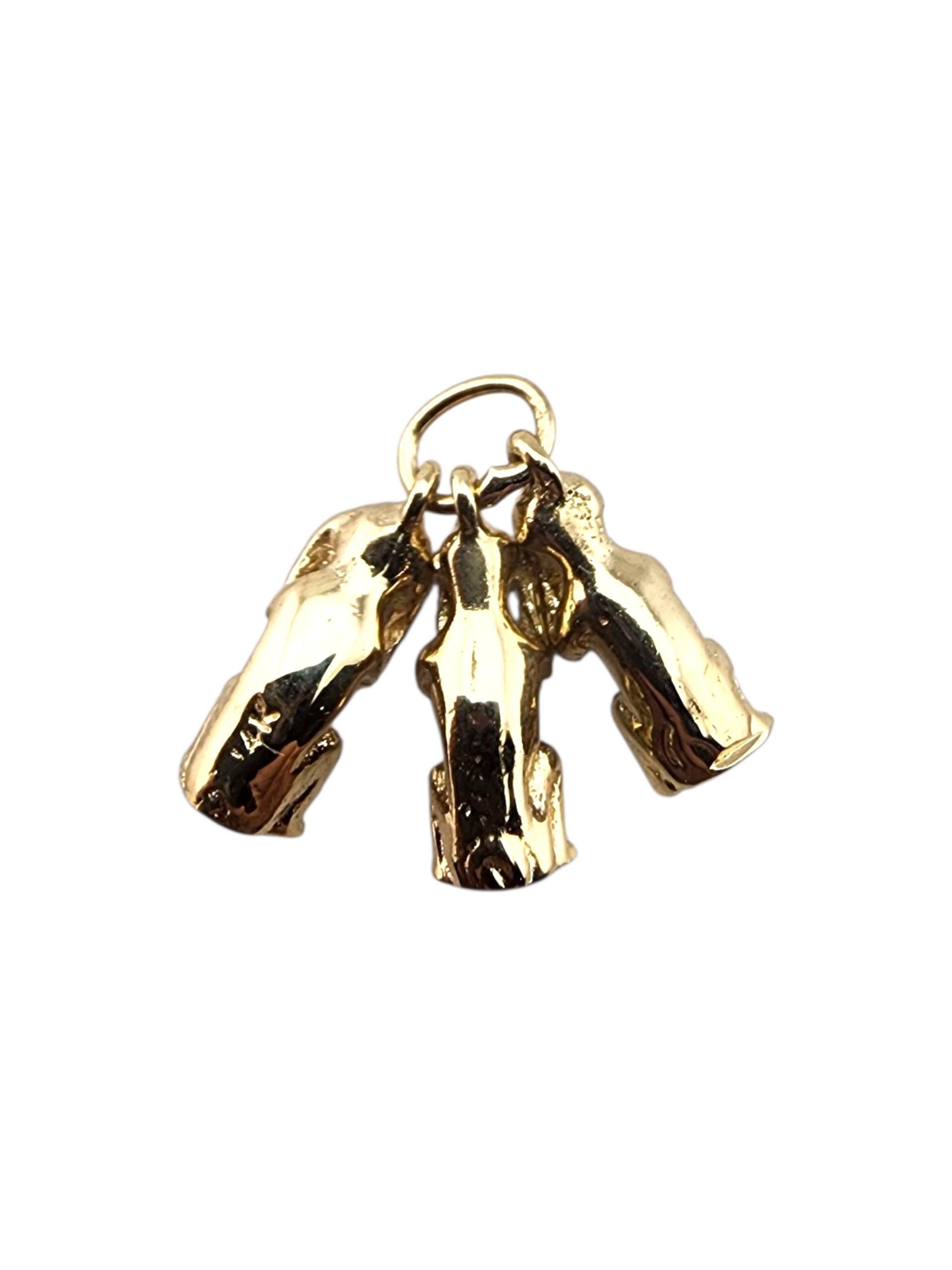 Charm in oro giallo 14 carati con tre scimmie sagge 