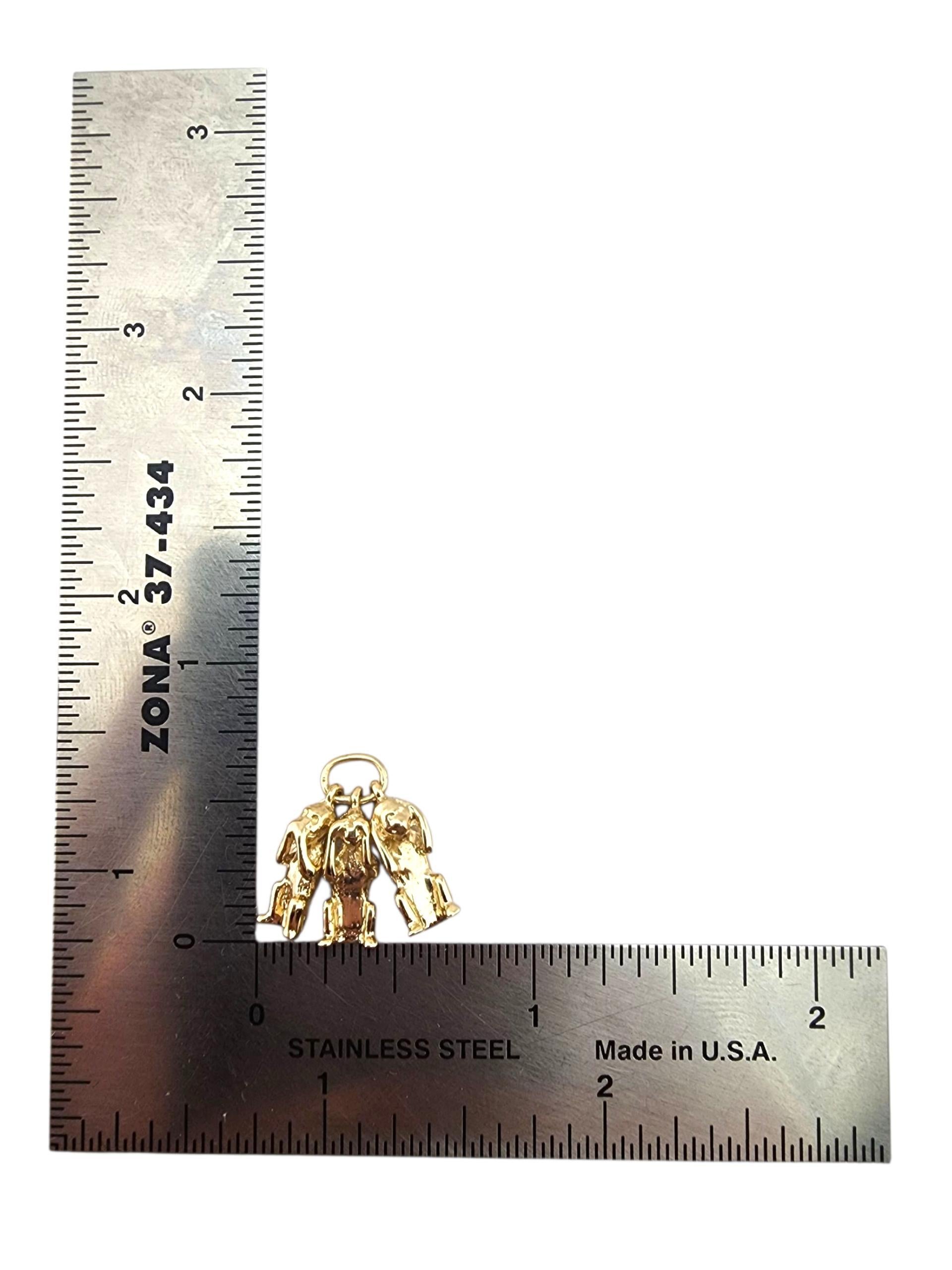 Charm in oro giallo 14 carati con tre scimmie sagge 