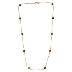 14 Karat Yellow Gold Tiger-Eye Station Necklace #17780