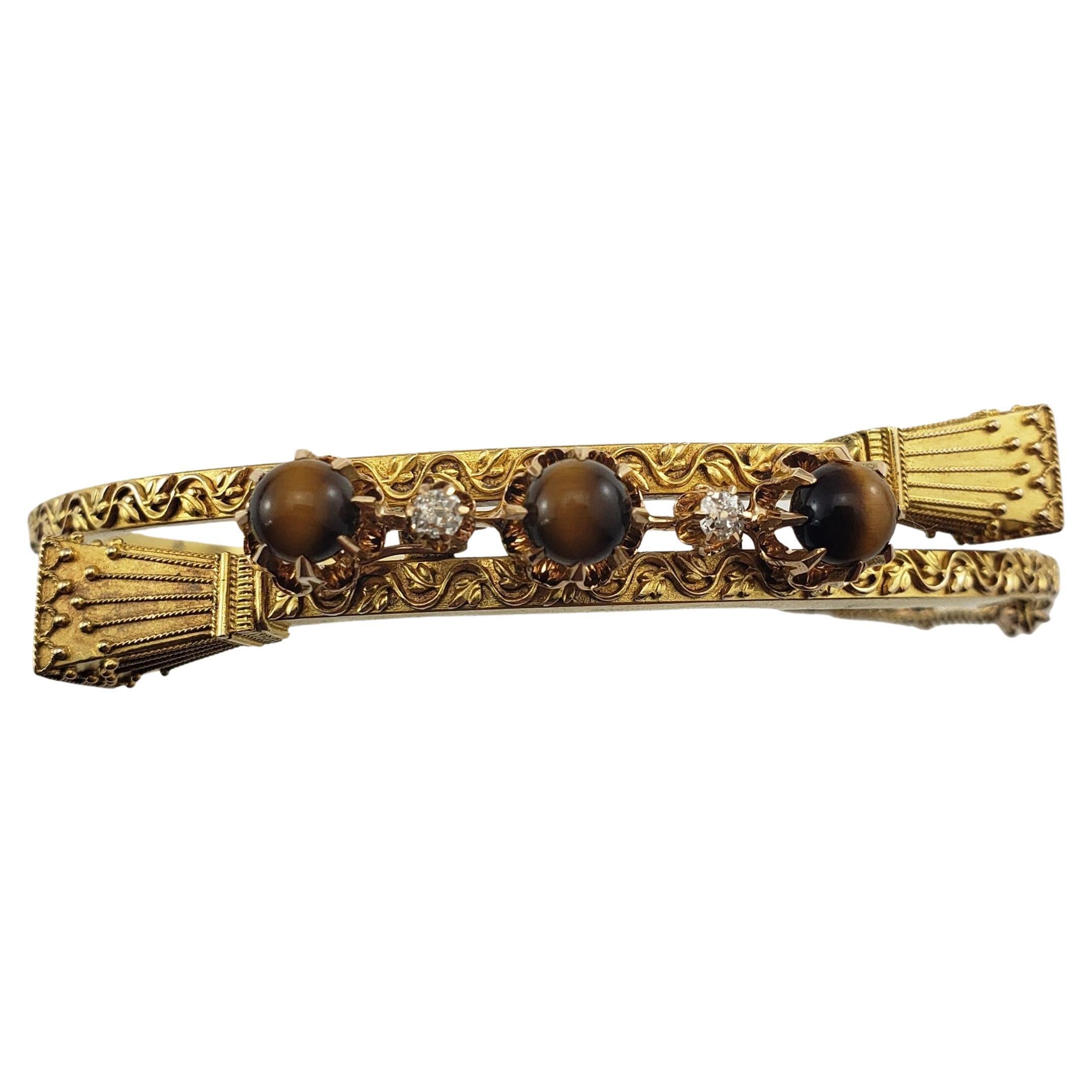 Piaget Lady's Textured Gold and Tiger's Eye Bracelet Watch at 1stDibs
