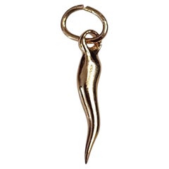 14 Karat Yellow Gold Tiny Italian Horn Pendant #24057