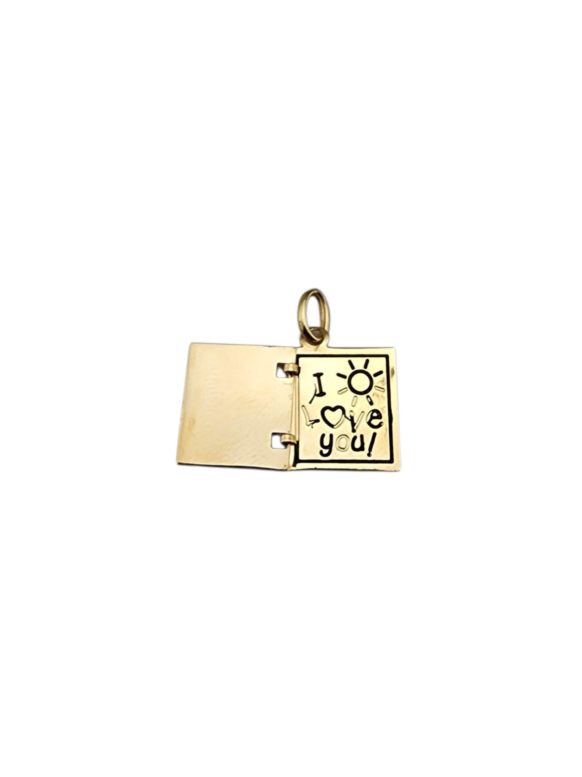 Contemporaneo Libro Charm in oro giallo 14 carati 